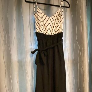 Wide leg black and white jumpsuit